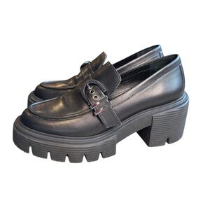 Stuart Weitzman Black Maverick SoHo loafers Chunky Platform 6
